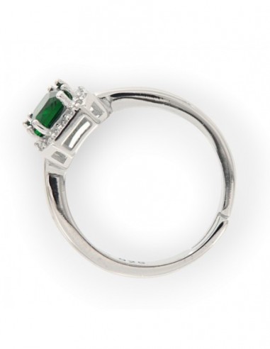 Anello Argento Rodiato Principessa Rett. Verde [cb33cefe]