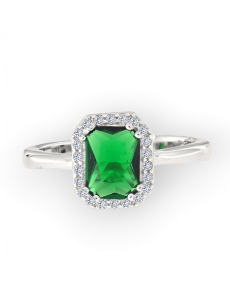 Anello Argento Rodiato Principessa Rett. Verde [12158df3]