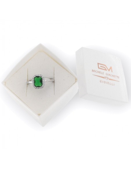 Anello Argento Rodiato Principessa Rett. Verde [a5084cf7]