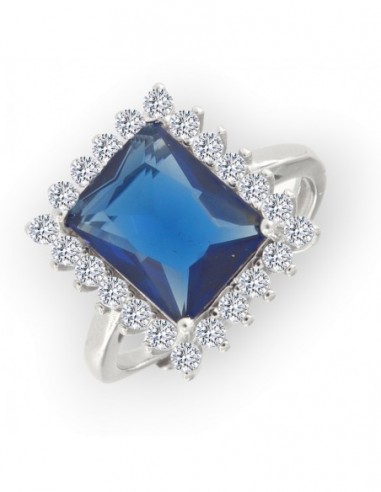 Anello Argento Rodiato Principessa Rett. Blu [7727f9e7]