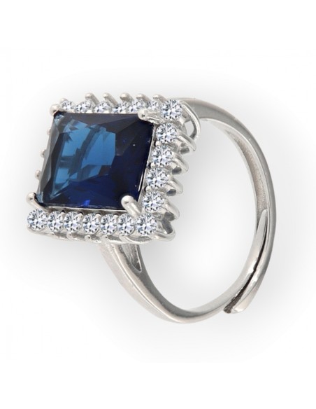 Anello Argento Rodiato Principessa Rett. Blu [7277bef9]