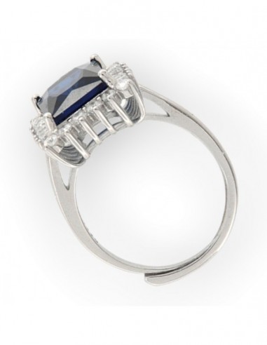 Anello Argento Rodiato Principessa Rett. Blu [c56a7ffd]