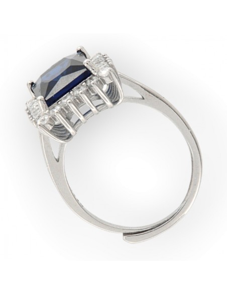 Anello Argento Rodiato Principessa Rett. Blu [c56a7ffd]