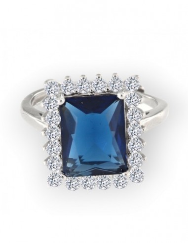 Anello Argento Rodiato Principessa Rett. Blu [1c4c3cf0]
