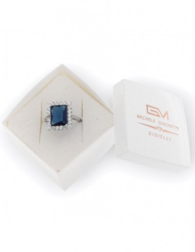 Anello Argento Rodiato Principessa Rett. Blu [ab51fdf4]