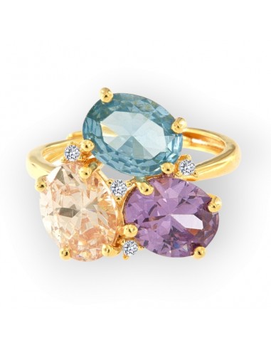 Anello Argento Dorato Trilogy Con Zirconi Colorati [5e74c5fb]