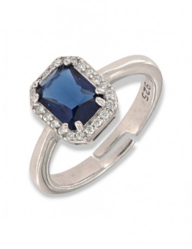 Anello Argento Rodiato Principessa Rett. Blu [c6b655eb]