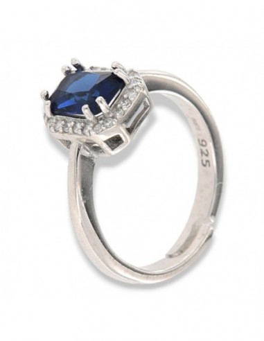 Anello Argento Rodiato Principessa Rett. Blu [c3e612f5]