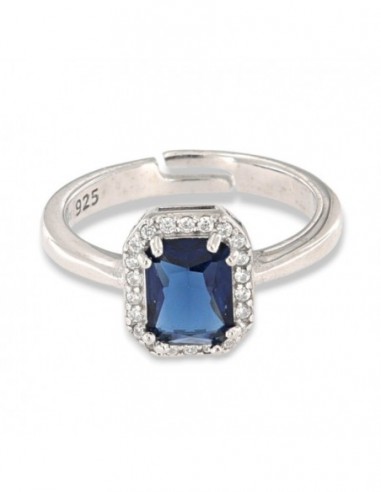 Anello Argento Rodiato Principessa Rett. Blu [addd90fc]