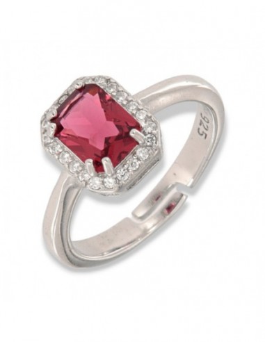 Anello Argento Rodiato Principessa Rett.Rossa [411a8dea]