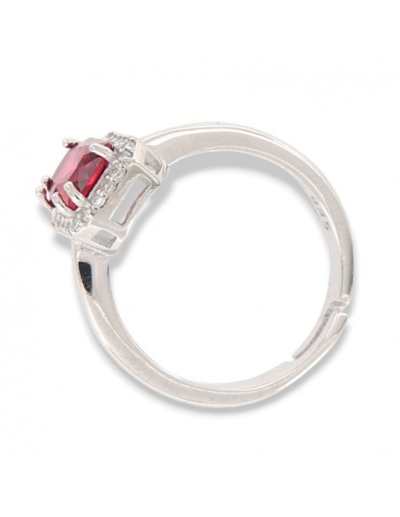 Anello Argento Rodiato Principessa Rett.Rossa [f3570bf0]