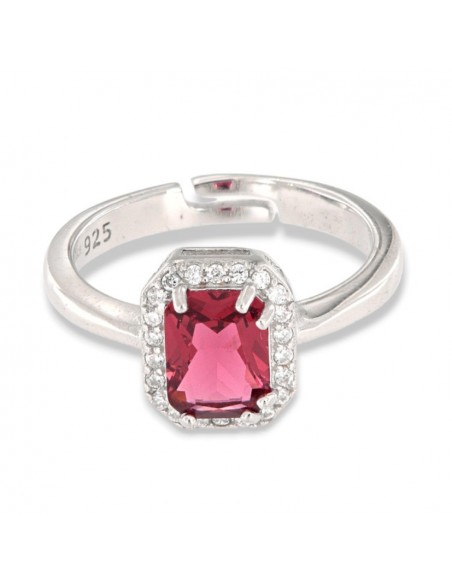 Anello Argento Rodiato Principessa Rett.Rossa [2a7148fd]