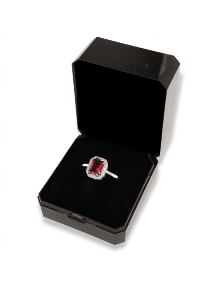 Anello Argento Rodiato Principessa Rett.Rossa [9d6c89f9]
