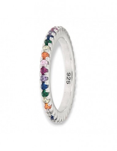 Anello Argento Rodiato Eternity Zirconi Rainbow [a907e6a3]