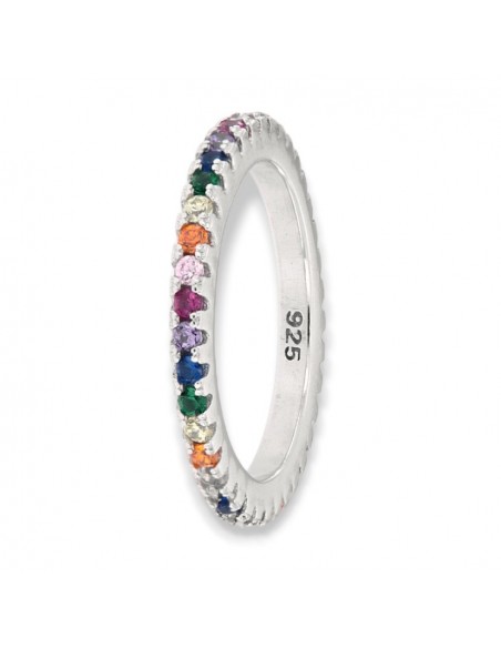 Anello Argento Rodiato Eternity Zirconi Rainbow [a907e6a3]