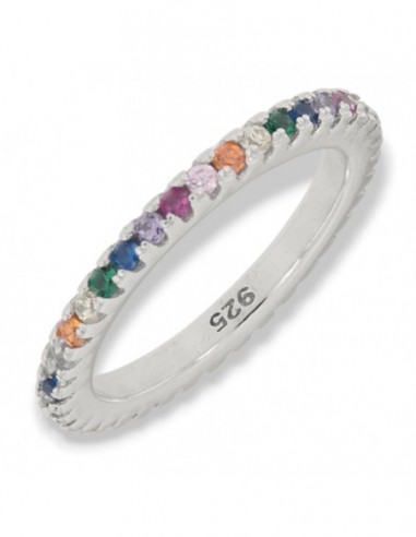 Anello Argento Rodiato Eternity Zirconi Rainbow [c73c64aa]
