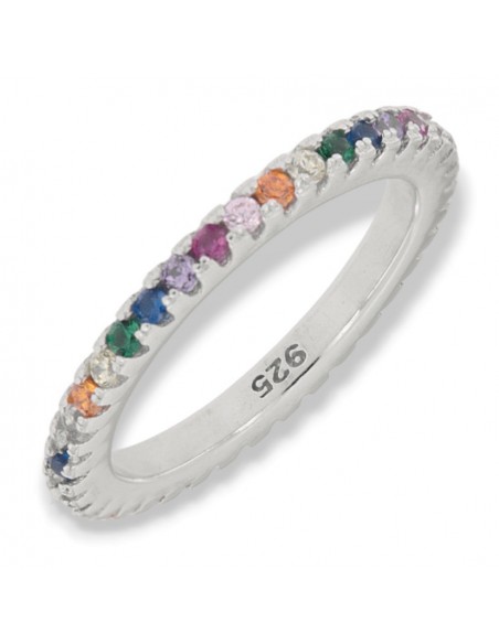 Anello Argento Rodiato Eternity Zirconi Rainbow [c73c64aa]
