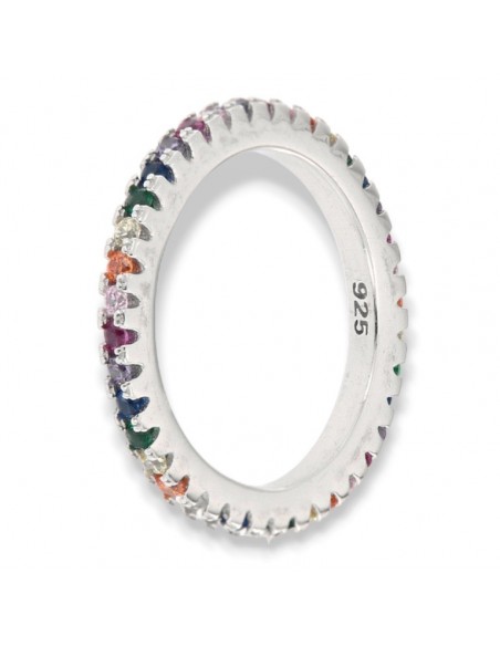 Anello Argento Rodiato Eternity Zirconi Rainbow [c26c23b4]