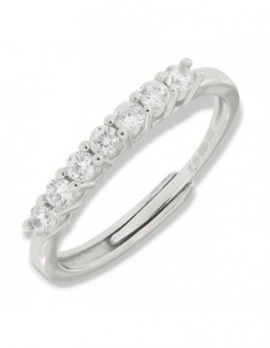 Anello Argento Rodiato Riviera 7 Zirconi Bia 2.5MM [27fa8a59]