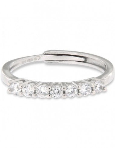 Anello Argento Rodiato Riviera 7 Zirconi Bia 2.5MM [4c914f4e]