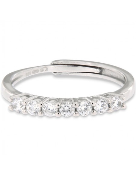Anello Argento Rodiato Riviera 7 Zirconi Bia 2.5MM [4c914f4e]