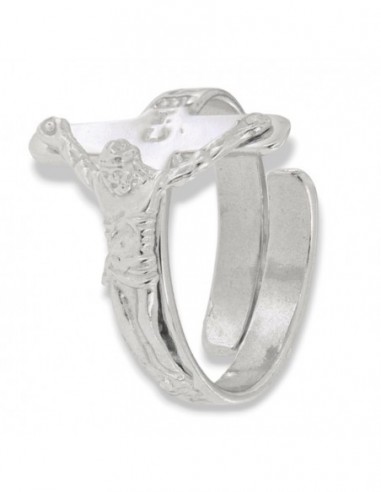 Anello Argento Rodiato Crocifisso In Rilievo [ca759a2c]