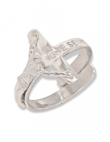 Anello Argento Rodiato Crocifisso In Rilievo [29a33b5a]