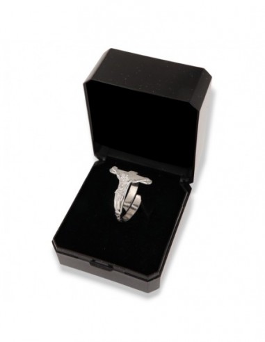 Anello Argento Rodiato Crocifisso In Rilievo [f5d53f49]