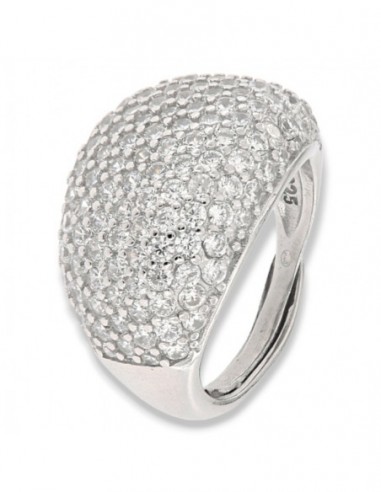 Anello Argento Rodiato Cabochon Pave Regolabile [7d685b28]