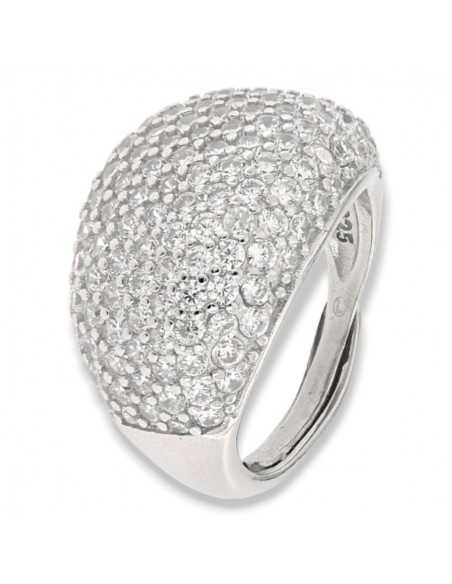 Anello Argento Rodiato Cabochon Pave Regolabile [7d685b28]