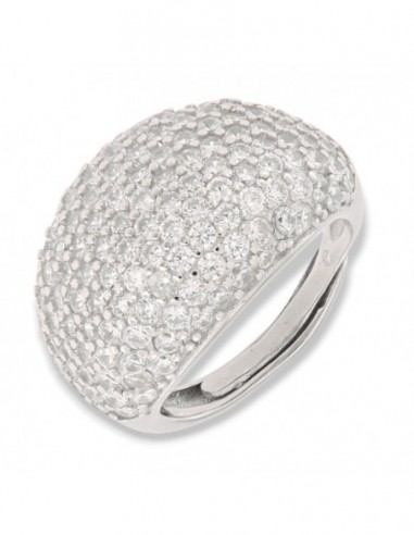 Anello Argento Rodiato Cabochon Pave Regolabile [ae0fe35b]