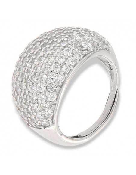 Anello Argento Rodiato Cabochon Pave Regolabile [ab5fa445]