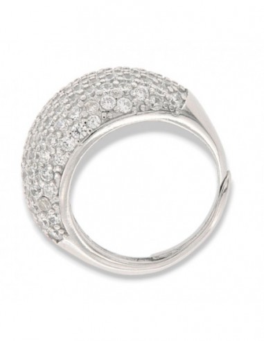 Anello Argento Rodiato Cabochon Pave Regolabile [1c426541]