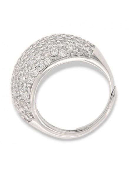 Anello Argento Rodiato Cabochon Pave Regolabile [1c426541]