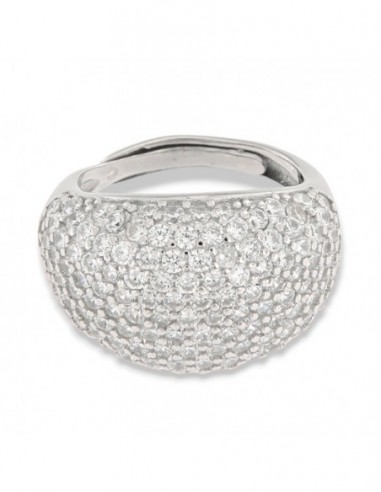 Anello Argento Rodiato Cabochon Pave Regolabile [c564264c]