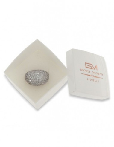 Anello Argento Rodiato Cabochon Pave Regolabile [7279e748]