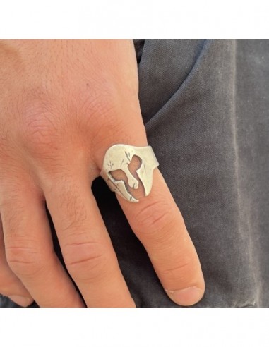 Anello Argento Rodiato Elmetto Spartani [a8838e53]