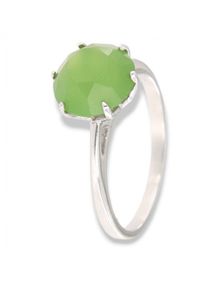 Anello Argento Rodiato Solitario Zircone Verde [16b483fe]