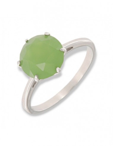 Anello Argento Rodiato Solitario Zircone Verde [9e395686]