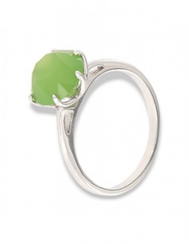 Anello Argento Rodiato Solitario Zircone Verde [9b691198]