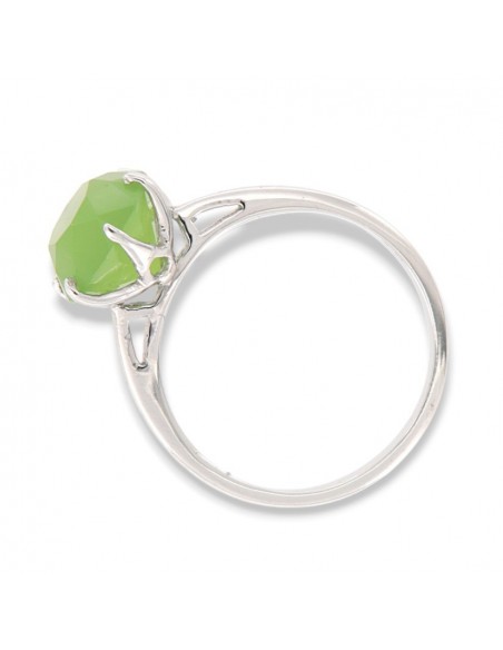 Anello Argento Rodiato Solitario Zircone Verde [2c74d09c]