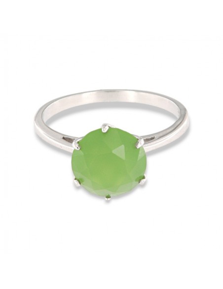 Anello Argento Rodiato Solitario Zircone Verde [f5529391]