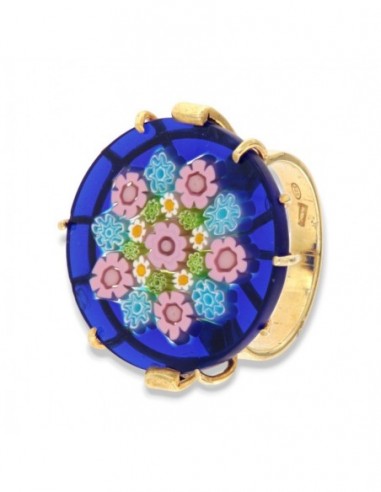 Anello Argento Rodiato Chevalier Blu Con Fiori [a1a942fa]