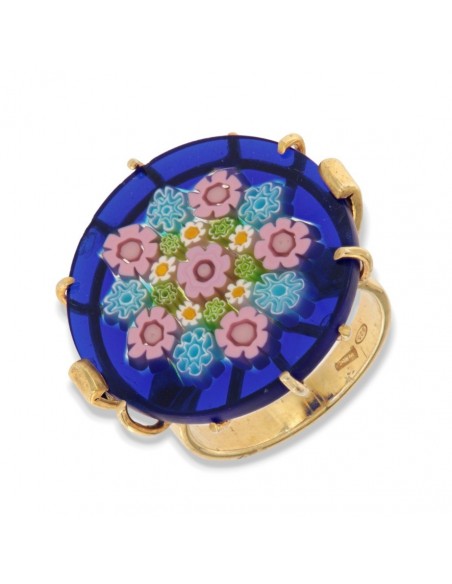 Anello Argento Rodiato Chevalier Blu Con Fiori [19958e87]