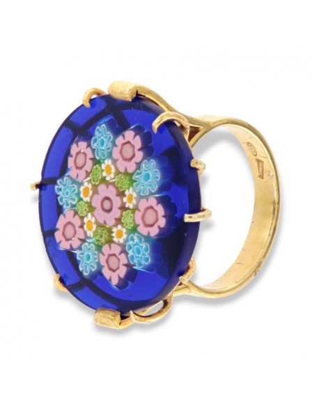 Anello Argento Rodiato Chevalier Blu Con Fiori [1cc5c999]