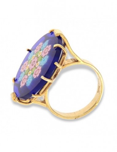 Anello Argento Rodiato Chevalier Blu Con Fiori [abd8089d]