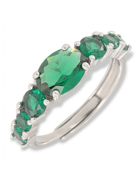Anello Argento Rodiato Riviera Zirconi Verdi [828b3481]