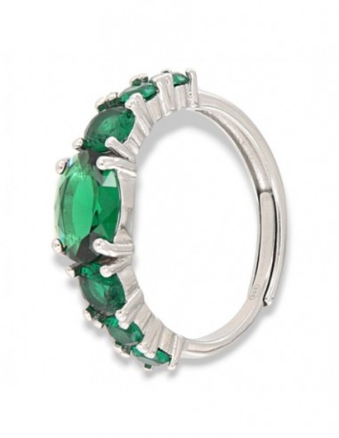 Anello Argento Rodiato Riviera Zirconi Verdi [87db739f]