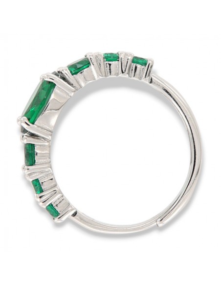 Anello Argento Rodiato Riviera Zirconi Verdi [30c6b29b]