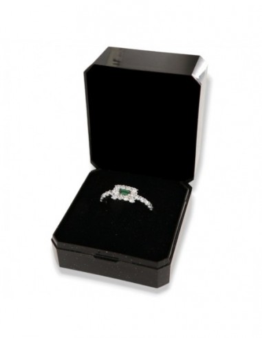 Anello Argento Rodiato Principessa Verde Quadrata [d951e893]
